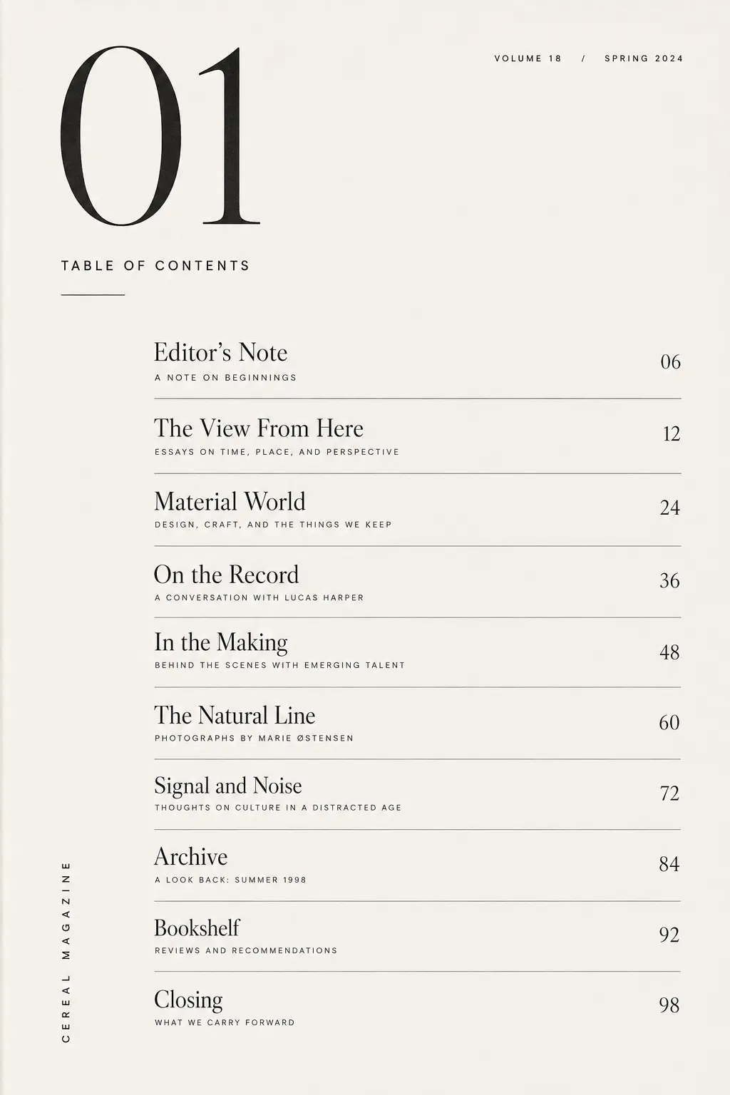 Magazine table of contents