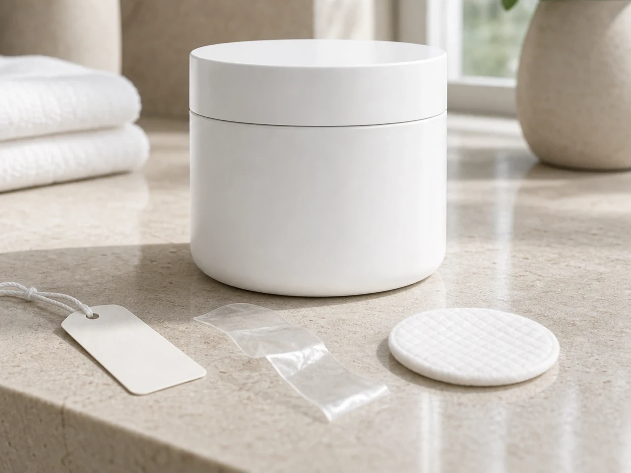 Product photo with a damaged label replaced through AI inpainting